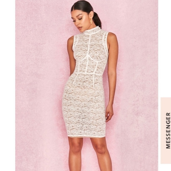 house of cb white lace dress